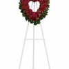 Red rose and carnation open heart wreath