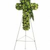 Standing cross arrangement with green flowers