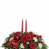 Holiday centerpiece with red carnations