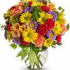 Colorful birthday bouquet of daisies