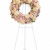 Pale pink and cream wreath with roses and hydrangea