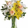 Vase bouquet with yellow lilies