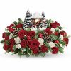 Christmas centerpiece with red flowers